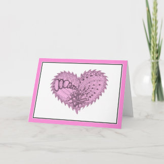 Helemaal Roze Stekelige Krabbel Hart Kaart