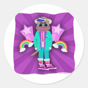 Helemaal tachtig sokken aap ronde sticker