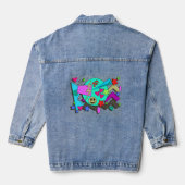 Helemaal Wild Cartoon 90s Flashback Comic Pattern Denim Jacket (Achterkant)