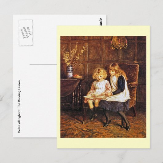 Helen Allingham: De leessonkunst Briefkaart (Voorkant / Achterkant)