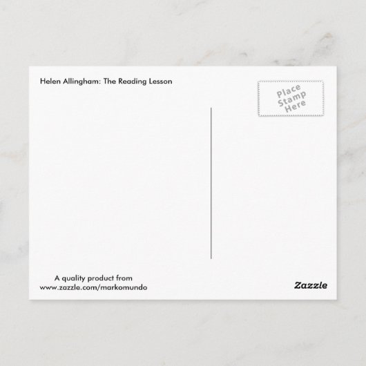 Helen Allingham: De leessonkunst Briefkaart (Achterkant)