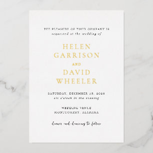 Helen Classic Elegant Wedding Folie Uitnodiging