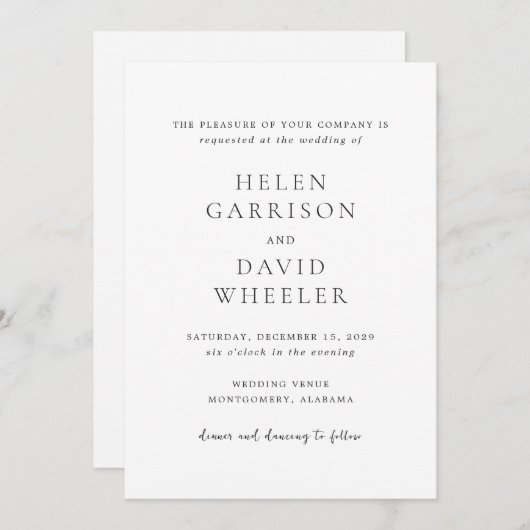 Helen Classic Elegant Wedding Kaart (Voorkant / Achterkant)