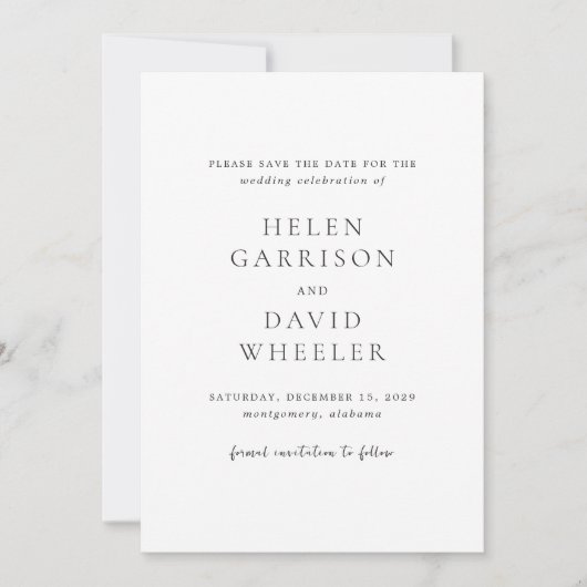 Helen Classic Elegant Wedding Save The Date (Voorkant)
