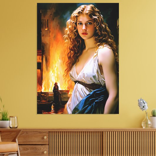 Helen, de schoonheid van een Spartaan, het vuur va Canvas Afdruk (Insitu (Woonkamer))