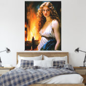 Helen, de schoonheid van een Spartaan, het vuur va Canvas Afdruk (Insitu (Slaapkamer))
