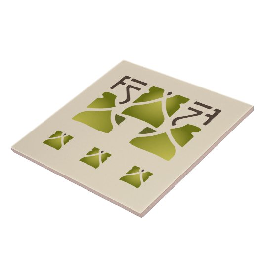 Helen Foster "Leaf Trio" Tegeltje (Zijkant)