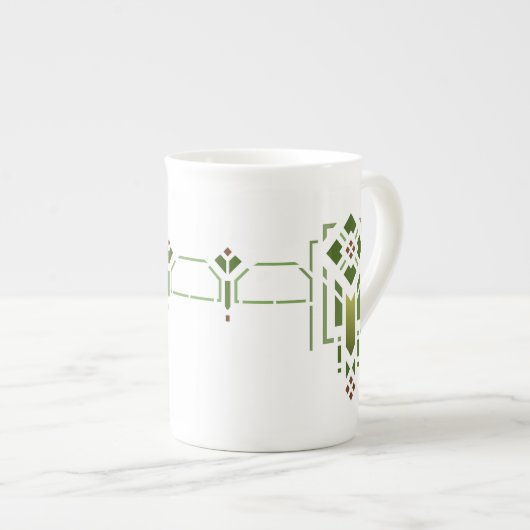 Helen Foster "Prairie Frieze" Stencil Pattern Porselein Kop (Voorkant rechts)