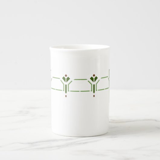 Helen Foster "Prairie Frieze" Stencil Pattern Porselein Kop (Voorkant)