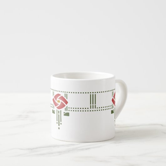 Helen Foster "Roos Frieze" Stencil Pattern Espresso Kop (Voorkant rechts)