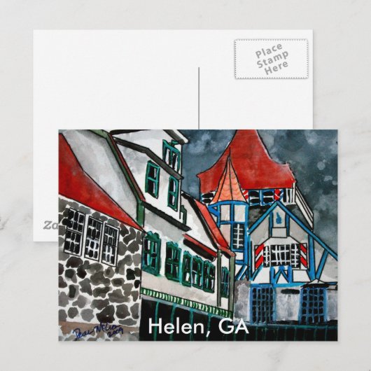 Helen GA vakantieparadijs Duitse stad Georgia kuns Briefkaart (Voorkant / Achterkant)