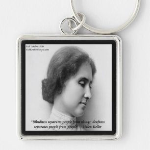 Helen Keller & beroemd citaat van dove/blinde mens Sleutelhanger