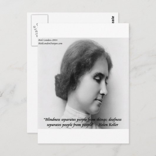 Helen Keller & beroemd doof/Blind Citaat Briefkaart (Voorkant / Achterkant)
