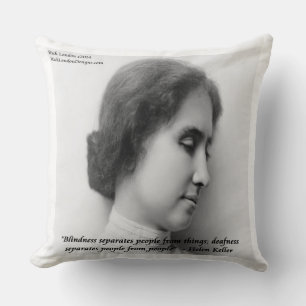 Helen Keller & beroemde dove/blinde citaat kussen