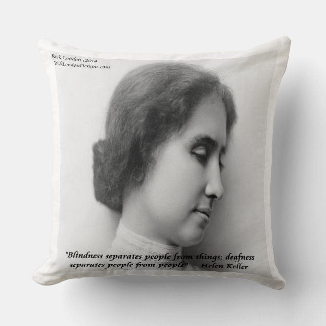 Helen Keller & beroemde dove/blinde citaat kussen (Voorkant)
