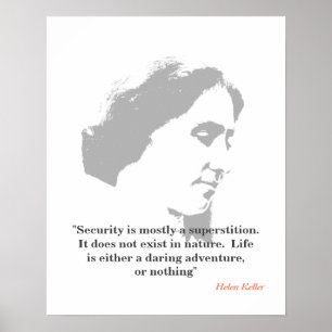 Helen Keller citaat over veiligheid Poster