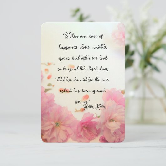 Helen Keller citeert over gelukkige platte Kaart (Staand voorkant)