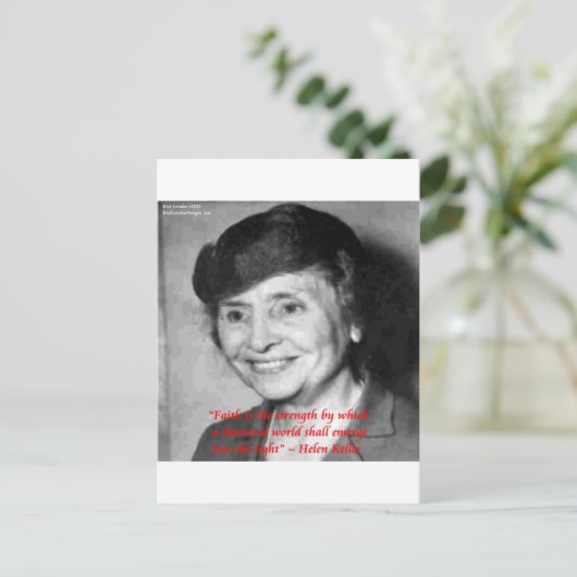 Helen Keller "Faith/Stength" Wisdom Quote Briefkaart (Staand voorkant)