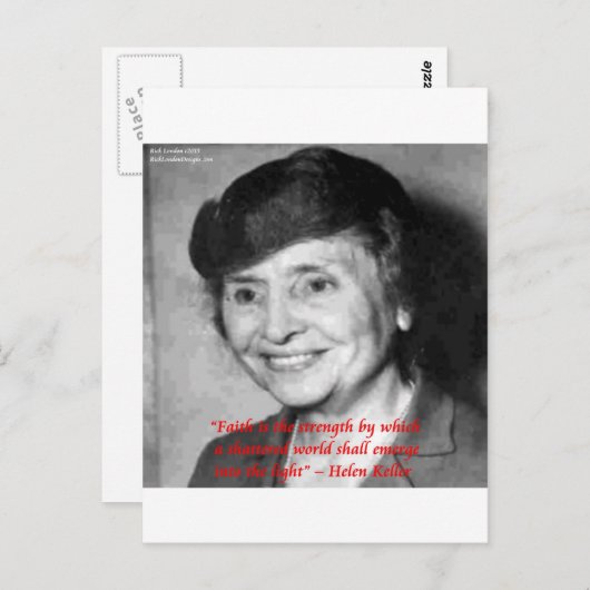 Helen Keller "Faith/Stength" Wisdom Quote Briefkaart (Voorkant / Achterkant)