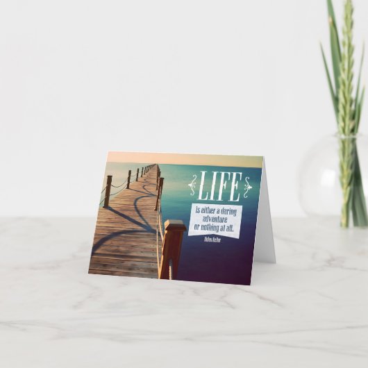 Helen Keller Inspirerend quote "Adventure" Bedankkaart (Voorkant)