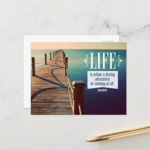 Helen Keller Inspirerend quote "Adventure" Briefkaart