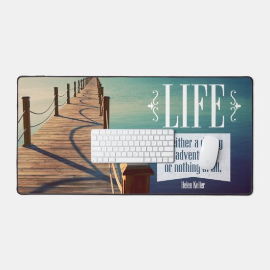 Helen Keller Inspirerend quote "Adventure" Bureaumat (Keyboard & Muis)