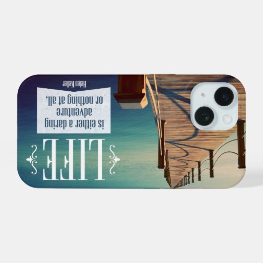 Helen Keller Inspirerend quote "Adventure" iPhone 15 Case (Achterkant horizontaal)