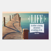Helen Keller Inspirerend quote "Adventure" Rechthoekige Sticker (Voorkant)