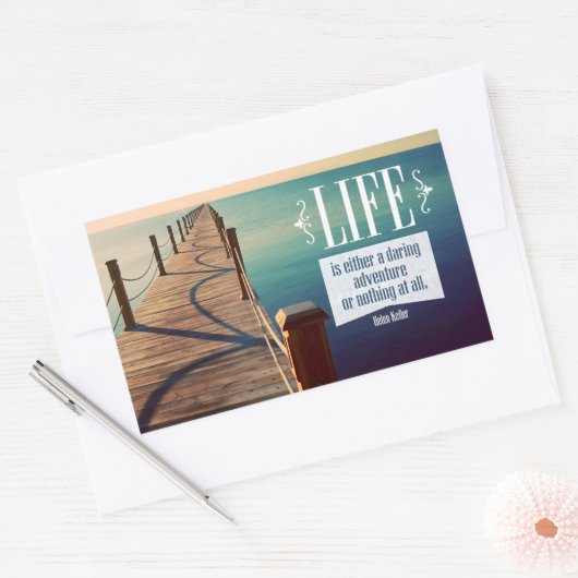 Helen Keller Inspirerend quote "Adventure" Rechthoekige Sticker (Envelop)