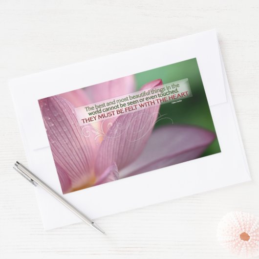 Helen Keller Inspirerend Quote "Voelde met hart" Rechthoekige Sticker (Envelop)