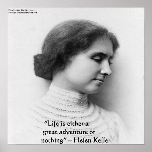 Helen Keller "Leven is Avontuur" Quote Poster (Voorkant)