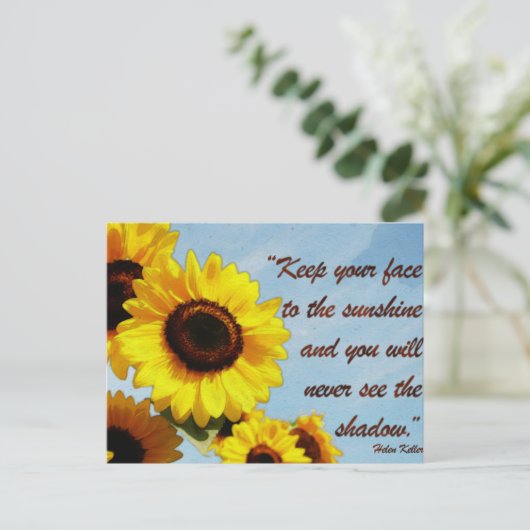 Helen Keller Quote met Zonnebloem Briefkaart (Staand voorkant)