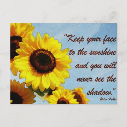 Helen Keller Quote met Zonnebloem Briefkaart (Voorkant)