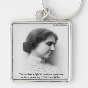 Helen Keller "Recht op geluk" Wijsheidsquote Cadea Sleutelhanger