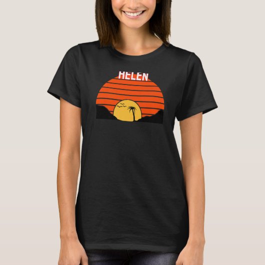Helen Palm Tree Sunset Retro  Sand Dunes T-shirt (Voorkant)