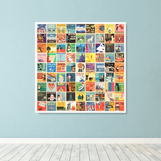 Helen Stickler meme collage gewikkeld canvas print (Insitu (Houten vloer))