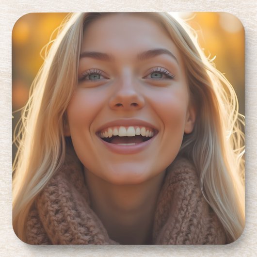 Helena Chevalier close-up in het herfstbos Bier Onderzetter (Voorkant)