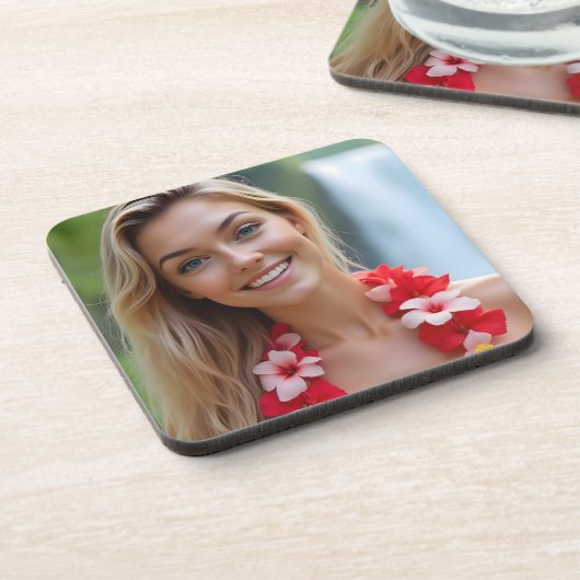 Helena Chevalier: Hawaiiaans paradijs plastic Bier Onderzetter (Linkerzijde)