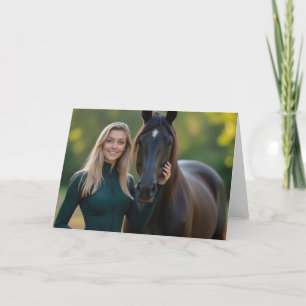 Helena Chevalier met haar trouwe paardenvriend Bedankkaart