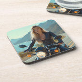 Helena Chevalier op een roadtrip met motorfietsen  Bier Onderzetter (Linkerzijde)