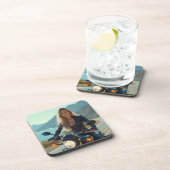 Helena Chevalier op een roadtrip met motorfietsen  Bier Onderzetter (Rechterzijde)