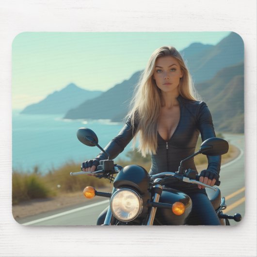 Helena Chevalier op een roadtrip met motorfietsen  Muismat (Voorkant)