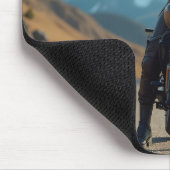 Helena Chevalier op motorfiets / bergen Muismat (Hoek)