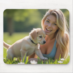 Helena Chevalier & Puppy: zorgeloze gelukzaligheid Muismat