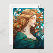 Helena - Donker Blond Vrouw in Art Nouveau stijl Briefkaart (Voorkant / Achterkant)
