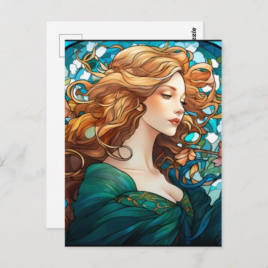 Helena - Donker Blond Vrouw in Art Nouveau stijl Briefkaart (Voorkant / Achterkant)