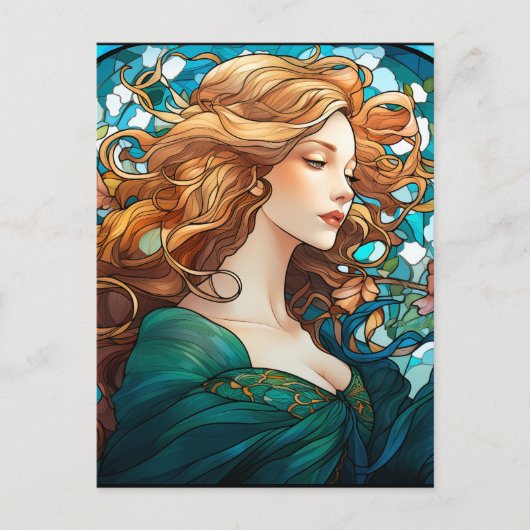 Helena - Donker Blond Vrouw in Art Nouveau stijl Briefkaart (Voorkant)