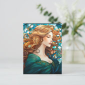 Helena - Donker Blond Vrouw in Art Nouveau stijl Feestdagenkaart (Staand voorkant)