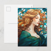 Helena - Donker Blond Vrouw in Art Nouveau stijl Feestdagenkaart (Voorkant / Achterkant)