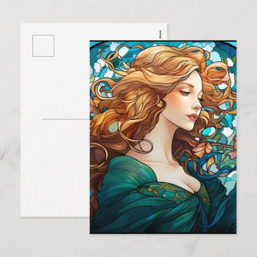 Helena - Donker Blond Vrouw in Art Nouveau stijl Feestdagenkaart (Voorkant / Achterkant)